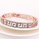 Real Rose Gold Plated Tin Alloy Czech Rhinestone Bangles for Women BJEW-BB10118-2