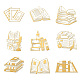 Olycraft 9 pz 1.6x1.6 pollici adesivi in metallo dorato adesivi modello libro adesivi in metallo autoadesivi adesivi epossidici dorati per album fai da te resina epossidica arte artigianato decorazione bottiglia d'acqua DIY-WH0450-069-1