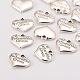 Wedding Theme Antique Silver Tone Tibetan Style Heart with Father of the Groom Rhinestone Charms X-TIBEP-N005-13D-2