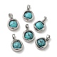 Synthetic Turquoise Brass Flat Round Charms KK-M270-39P-02-1