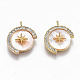 Brass Micro Pave Clear Cubic Zirconia Charms KK-T062-30G-NF-1