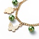Bracelet à breloques en alliage d'émail et de perles de verre avec 304 chaîne en acier inoxydable pour femme BJEW-JB08707-05-5
