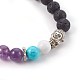 Natural Amethyst and Natural & Synthetic Mixed Gemstone Beads Stretch Bracelets BJEW-JB04004-05-2
