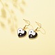 Heart with Tai Ji Alloy Enamel Dangle Earrings EJEW-JE04979-3