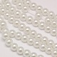 Umweltfreundliche runde Perlenstränge aus gefärbtem Glasperlen, Baumwollkordel Gewinde, weiß, 10 mm, Bohrung: 0.7~1.1 mm, ca. 42 Stk. / Strang, 15 Zoll