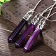 Bullet Natural Agate Pointed Pendant Necklaces NJEW-BB00014-04-4