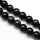 Obsidienne naturelle perles rondes brins X-G-S156-6mm-1