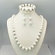 Vetro set di gioielli di perle: orecchini SJEW-JS00244-2