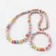 Children's Day Gift Dyed Round Wood Beaded Kids Necklaces & Stretch Bracelets Jewelry Sets SJEW-JS00857-1