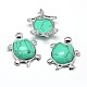 Tortoise Platinum Plated Brass Synthetic Turquoise Pendants G-F228-25D-RS-1