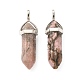 2Pcs Natural Rhodonite Double Terminated Pointed Pendants G-YW0002-05C-2