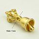 Brass Buddhist Bell Beads KK-K056-G-2