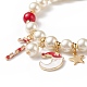 Natural Mashan Jade & Glass Pearl Beaded Stretch Bracelet BJEW-TA00143-4