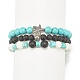 3 Stück 3 Stil natürliche und synthetische Perlen-Stretch-Armbänder aus gemischten Edelsteinen mit Legierungs-Seesternen für Frauen BJEW-JB08185-5