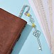 Mother's Day Key & Infinity Love Heart Pendant Bookmark with Natural Malaysia Jade AJEW-JK00259-03-2