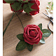 泡造花バラ  偽の花の茎  DIY ブーケウェディングパーティーホームデコレーション用  暗赤色  21~23x6.5~8cm  25個/箱 AJEW-CJ0004-02-5