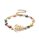 Placage sous vide 304 bracelet à maillons en acier inoxydable avec des chaînes de mauvais œil en émail coloré pour les femmes BJEW-B062-01G-2