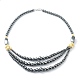 Non-Magnetic Synthetic Hematite & Turquoise Beades 3 Layer Necklaces NJEW-J058-01B-02-1