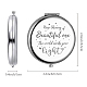 CREATCABIN Beautiful Compact Mirror Keep Shining Stainless Steel Encouraging Personalized Mini Makeup Pocket Travel Engraved Mirrors Silver for Friends Family Graduation Birthday New Year Gifts DIY-WH0245-018-2