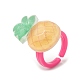 3D Fruit Resin Open Cuff Rings for Kids RJEW-JR00576-5