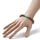 Bracelet extensible en perles de bois naturel et croix turquoise synthétique (teinte) pour femmes BJEW-JB09150-6