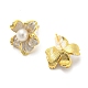 Orecchini a bottone a fiore con zirconi cubici e perla naturale EJEW-Z020-05G-2