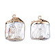 Colgantes de perlas keshi de perlas barrocas naturales electrochapadas PEAR-N021-09-1