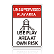 Globleland監視されていない遊び場の標識  10 x 12インチのUV保護および防水アルミニウム警告サイン  自己責任で遊び場を使用する反射サイン  レッド AJEW-WH0111-H18-1
