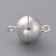 925 серебряная круглая магнитная застежка с платиновым покрытием STER-K014-H672-10mm-P-1