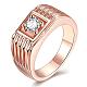 Men's Classic Real Rose Gold Plated Brass Cubic Zirconia Wide Band Finger Rings RJEW-BB06280-8RG-1