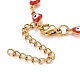 Enamel Heart with Evil Eye Link Chains Bracelet BJEW-P271-07G-4