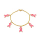 Bracelet à breloques en alliage d'émail de ruban de sensibilisation au cancer du sein rose BJEW-JB09159-1