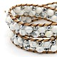 Leather Gemstone Wrap Bracelets X-BJEW-O015-07-2