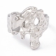 304 anillo de puño abierto de flor ancha de acero inoxidable para mujer RJEW-G275-05P-2