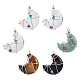CHGCRAFT 6Pcs 6Styles Quartz Crystal Moon Pendant Necklace Natural Synthetic Gemstone Copper Wire Pendants Moon Shape Stone Pendants for Necklace Making G-CA0001-56-1
