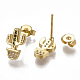 Brass Micro Pave Cubic Zirconia Ear Studs EJEW-S201-82-2