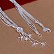 Popular Silver Color Plated Brass 3-strand Snake Chain Necklaces NJEW-BB12707-2