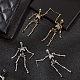 Fibloom 2 paia 2 colori orecchini pendenti con teschio scheletro in lega per halloween EJEW-FI0001-11-7