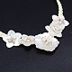 Flor natural perlas perlas babero collares declaración NJEW-P117-06A-2