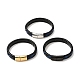 Bracelet cordon rectangle tressé en cuir avec 304 fermoirs magnétiques en acier inoxydable pour homme femme BJEW-C021-04-1