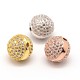 Perles rondes en laiton avec zircone cubique de micro pave ZIRC-O016-27-NR-1