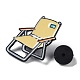 ピクニックテーマのエナメルピン  バックパックの服用の黒の合金バッジ  椅子  29x23x2mm JEWB-G030-01C-3