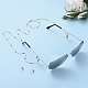 真鍮眼鏡チェーン  眼鏡と老眼鏡用のネックストラップ  304ステンレス鋼のカニカンとゴム製ループの端  ゴールドカラー  30.11インチ（76.5cm） AJEW-EH00014-4