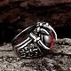 Punk 316L Stainless Steel Oval Red Corundum Rings For Men RJEW-BB01154-11-3