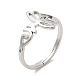 304 Stainless Steel Hollow Lotus Adjustable Ring for Women RJEW-M149-32P-3