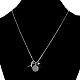 Silver Tone Brass Druzy Resin Flat Round Pendant Necklaces NJEW-JN01165-02-5