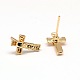Alloy Cross with Skull Ear Studs EJEW-M022-58G-1