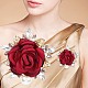 Rosa de tela con broche de rhinestone de cristal JEWB-WH0028-12LG-3