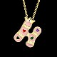 Fashion Tin Alloy Enamel Letter Pendant Necklaces NJEW-BB20985-H-7