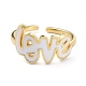 女の子の女性のための愛の指輪  18KGP本金メッキエナメルオープンカフリングギフト用  真鍮の繊細なジュエリー  ミックスカラー  usサイズ6 3/4(17.1mm) KK-C224-07G-2